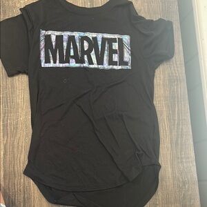 Marvel Black Short Sleeve Tee with Distressed Logo